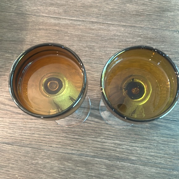 Handblown Amber candleholders. 10 inches tall by 4 inches wide. - Picture 3 of 7